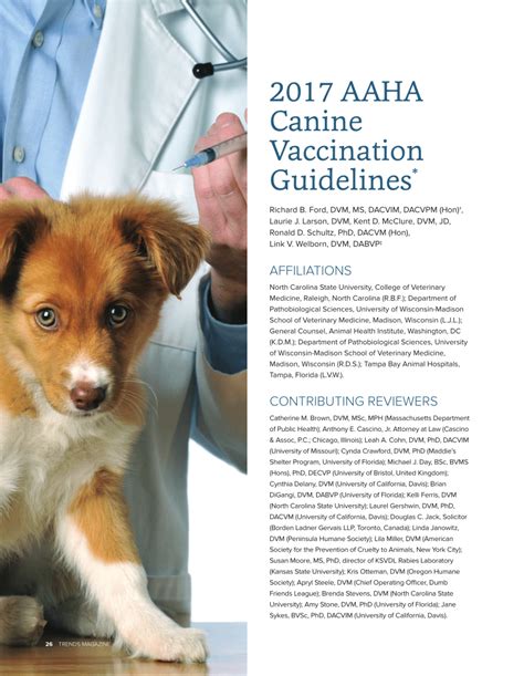 aaha vaccine guidelines dog 2017